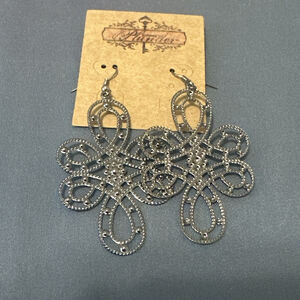Plunder cross style earrings retired Silvertone stunning Judy Pe230